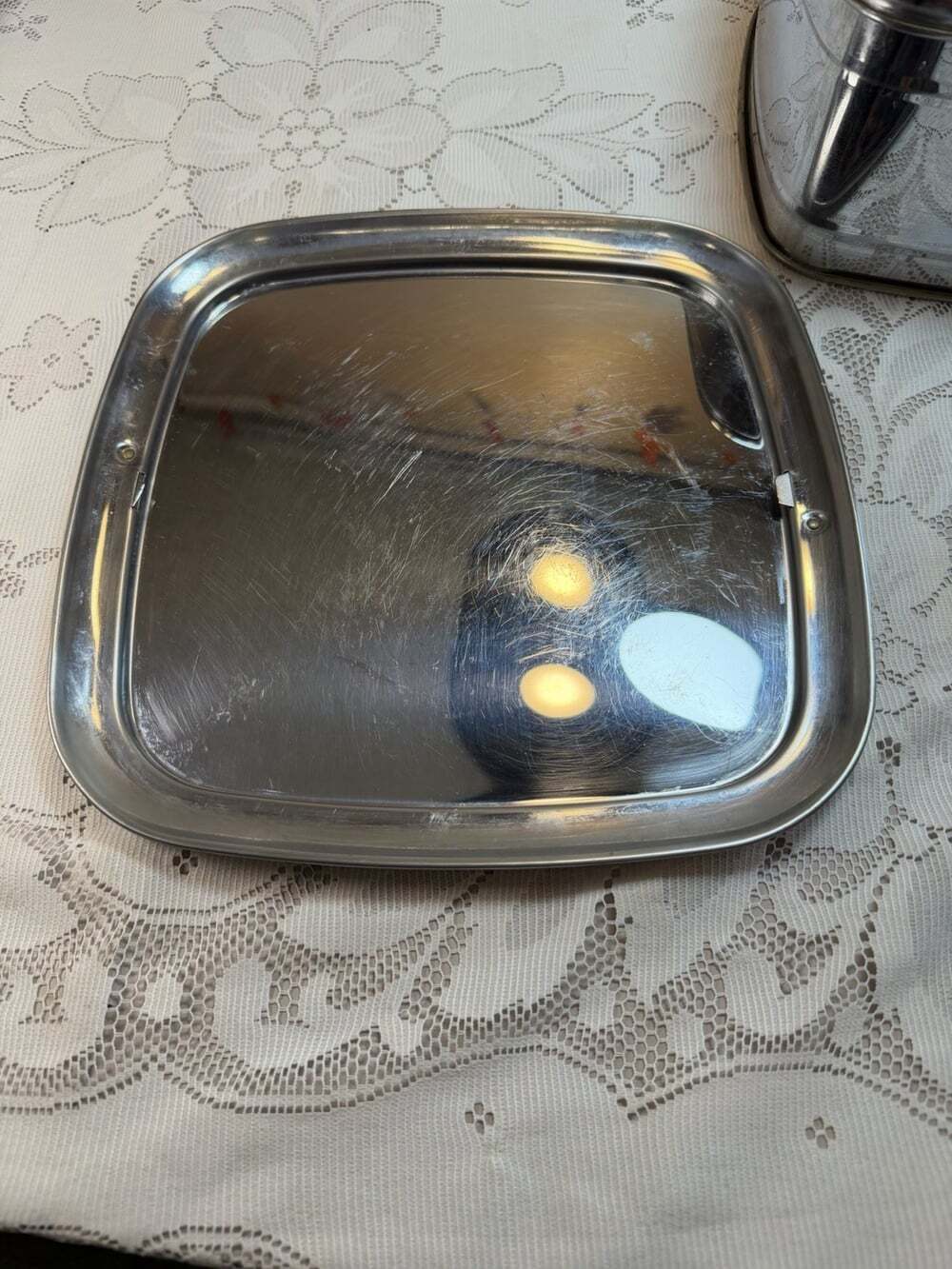 Vtg MCM Lincoln Beautyware Chrome Stainless Steel Cake Carrying Case Handle Rare - Picture 15 of 16